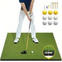 Golf Mat, 5x3ft Stander-21MM Artificial Turf Golf Hitting Mats Practice With 9 Golf Balls, 8 Golf Tees, Golf Hitting Training Aids For Backyard Driving Chipping Indoor Outdoor Training - Green - View 7