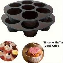 Khuôn nướng silicon đa năng, thích hợp dùng với nồi chiên không dầu - Khuôn bánh kem và bánh cupcake có thể gấp gọn, khuôn làm bánh trứng và khay - Lý tưởng cho đám cưới và Giáng sinh - Nhiều màu - Xem 6