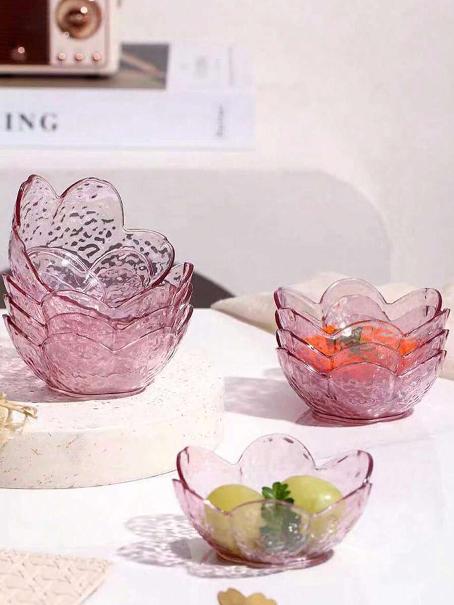 Elegant Cherry Blossom Infusion Bowl Set, Small Plastic Sauce Dish Suitable For Soy Sauce, Vinegar, Seasonings And Appetizers