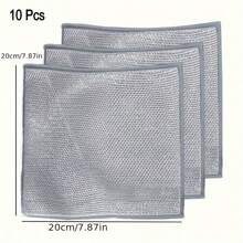 Bộ 10/20 khăn lau bằng sợi thép siêu nhỏ, khăn lau nhà bếp đa năng, miếng cọ rửa nhà bếp hai mặt có thể tái sử dụng, thích hợp để rửa chén bát, dụng cụ và đồ dùng nấu nướng mà không làm trầy xước. - bạc - Xem 6