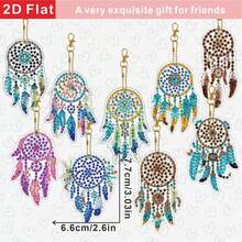 Bộ 9 mảnh đính đá 2D phẳng trang trí hình bẫy giấc mơ: Món quà tinh tế, chất lượng cao dành cho bạn bè, đồ trang trí DIY sáng tạo, bộ tranh đính đá hai mặt đa năng, phù hợp cho người yêu nghệ thuật và người mới bắt đầu làm quà tặng lễ hội, sự kiện. - Xem 3
