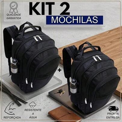 Kit Duas Mochilas Masculinas Funcionais para Trabalho, Faculdade e Escola