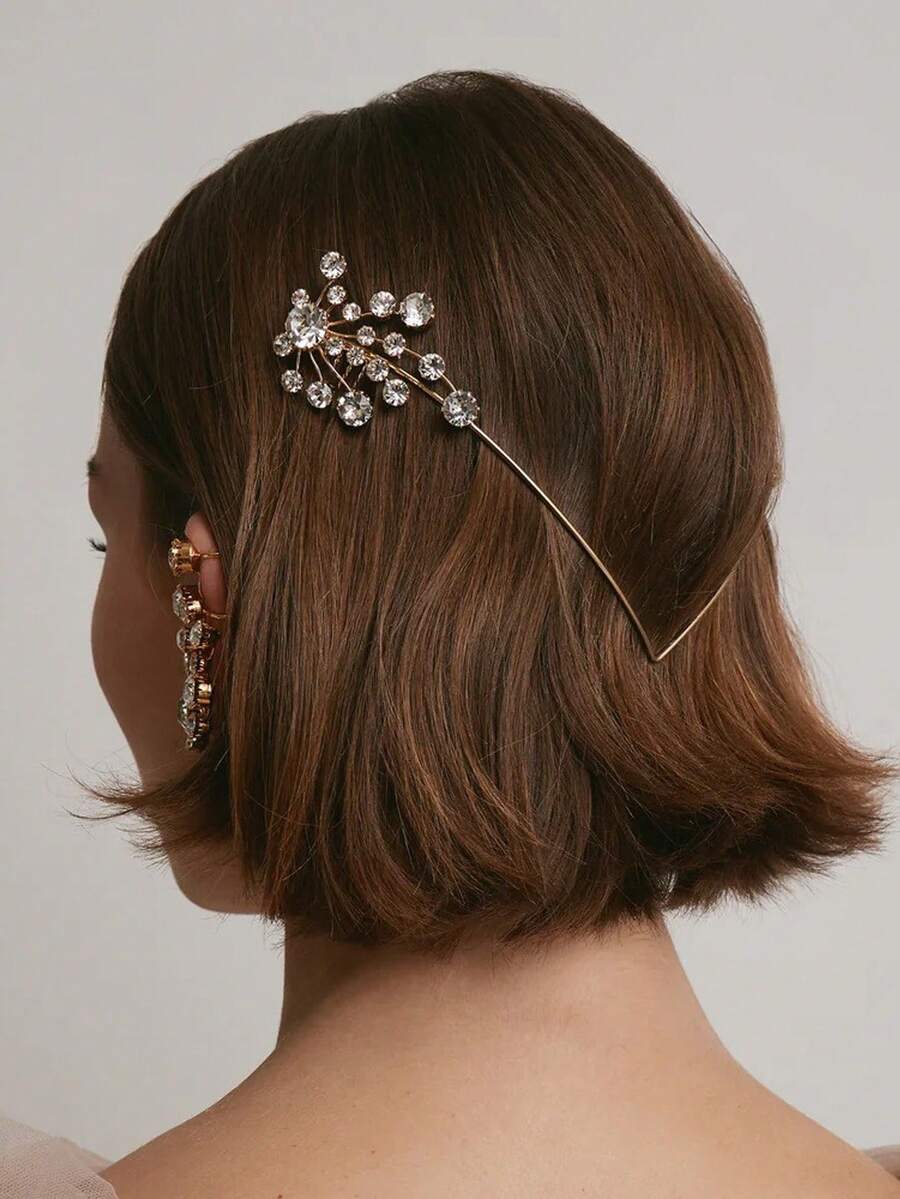 1 chiếc băng đô hình lá pha lê, phụ kiện tóc tối giản thanh lịch, đa năng cho cô dâu mùa hè, đám cưới ngoài trời và sử dụng hàng ngày. - Lá - Xem 1