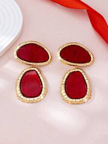 1 Đôi bông tai mặt dây chuyền hình elip bất đối xứng thời trang, phù hợp với trang phục thường ngày và dự tiệc của phụ nữ. - hình trái xoan - Xem 9