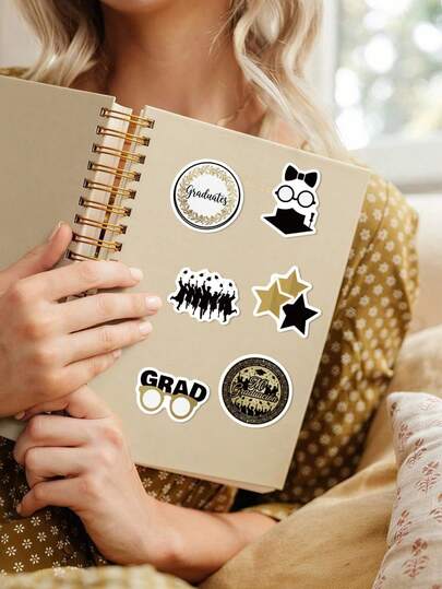 50pcs Graduation Theme Stickers, Graduation Season Doodle Stickers, Gift Decoration Stickers, Baking Packaging Stickers, Can Be Used For Water Bottles, Laptops, Luggage, Notebooks, Scrapbooks, Phones, DIY Decoration Stickers, Student Graduation Party Gifts