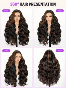 MEGALOOK 13x4 透明蕾丝前假发，真人发，1BP30 渐变色水波纹无胶蕾丝帽假发，无需胶水即可佩戴，预先拔毛，自然发际线，日常、派对、角色扮演皆宜，女性适用 - 彩色 - 查看 6