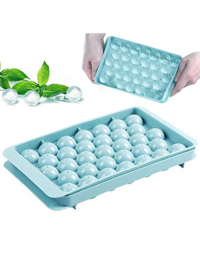 33-Grid Round Ice Cube Tray, Mini Ice Ball Maker, Sphere Ice Cube Mold, Suitable For Freezer Easy Release, Circle Ice Cube Moulds For Cocktail, Whiskey, Coffee, Home Kitchen, Back To School, Summer, Wedding Season