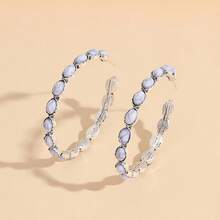 1 Pair Bohemian Synthetic Turquoise Exaggerated C-Shaped Hoop Earrings, Retro Western Style Personalized Large Hoops - C-shaped - View 11