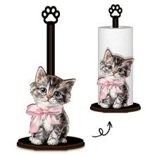 This Kitchen Paper Towel Holder Features A Cute Cat And Bow Design, Which Can Also Be Used As A Bathroom Tissue Paper Holder. It Serves As A Decorative Piece For Afternoon Tea Or Garden Parties, And Can Be Placed In The Kitchen, Living Room, And Other Areas. - Multicolor - View 10
