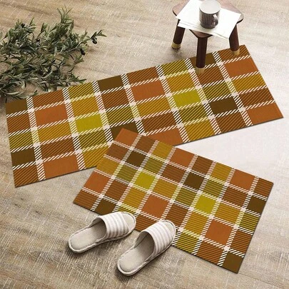 1 adet 2 boyutlu renkli kareli desenli tasarım, mutfak dekoru, ev dekorasyonu, dekoratif paspas, şık halı, çok amaçlı paspas, mutfak yer paspası, mutfak paspas seti, mutfak yer koruyucu, konforlu ayakta durma paspası, oturma odası, yatak odası, banyo, çamaşırhane, ofis alan halısı, iç mekan ev dekorasyonu