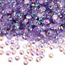 ICIQ Đá pha lê nhựa trong suốt AB, nhiều màu sắc, kích thước 3mm, 4mm, 5mm, mặt phẳng, dùng để tự làm đồ trang trí, phụ kiện đá quý, đá pha lê, đá trang trí lấp lánh, bộ dụng cụ đính đá. - 5mm 1200 chiếc - Xem 21