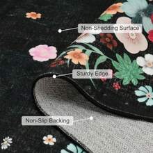 MOSISO 121x182cm/4x6ft Alfombra para Sala de EstarSuave Antideslizante Racimos de Flores Alfombras de Pelo Corto Lana Sintética Rectangular Lavable Área Tapetes para Dormitorio Comedor Hogar Negro - Rectangular de 4x6 - Ver 5
