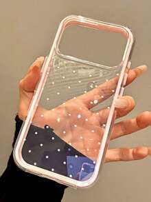 1pc Fashionable Pink Polka Dot Pattern Transparent Thick Shockproof TPU Phone Case, Compatible With Apple 11 12 13 14 15 16 17 Pro Max/Plus/Air, Elegant Gift - Multicolor - View 2