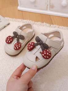 1双可爱婴幼儿防踢软底时尚百搭凉鞋，防滑休闲旅行沙滩鞋，罗马风格，适合夏季 - 米色 - 查看 1