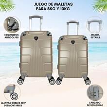 2-Piece Hard-Shell Suitcase Set, 20 And 18 Inches, Hand Luggage, 10KG And 8KG, Lightweight PC+ABS Material, 360° Detachable Wheels With Integrated Lock - Bronze - View 2