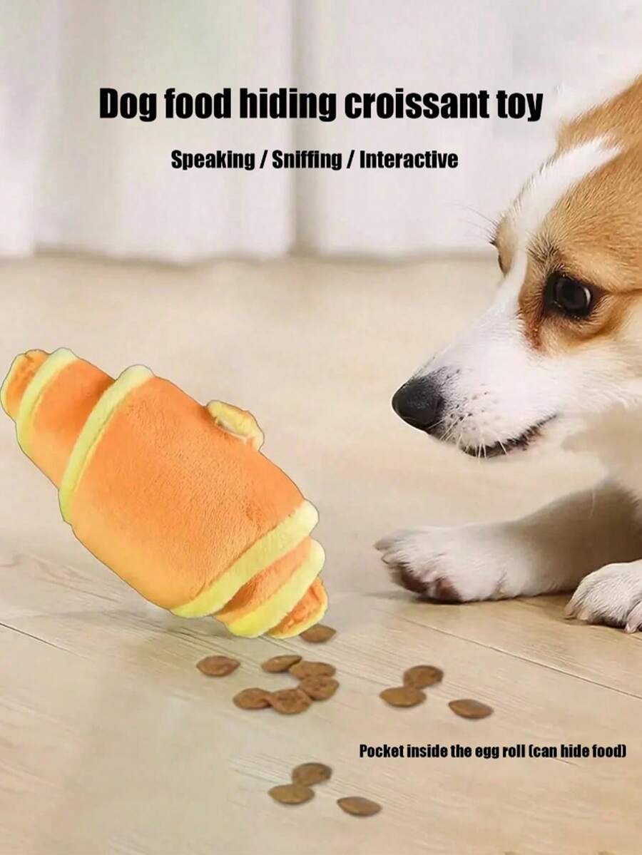 1pc Interactive Plush Cow Horn Pet Toy - Durable Soft Stuffed Animal Treat Dispenser Toy Suitable For Small/Medium Dogs, Happy Smart Pet Game, Battery-Free - Multicolor - View 1