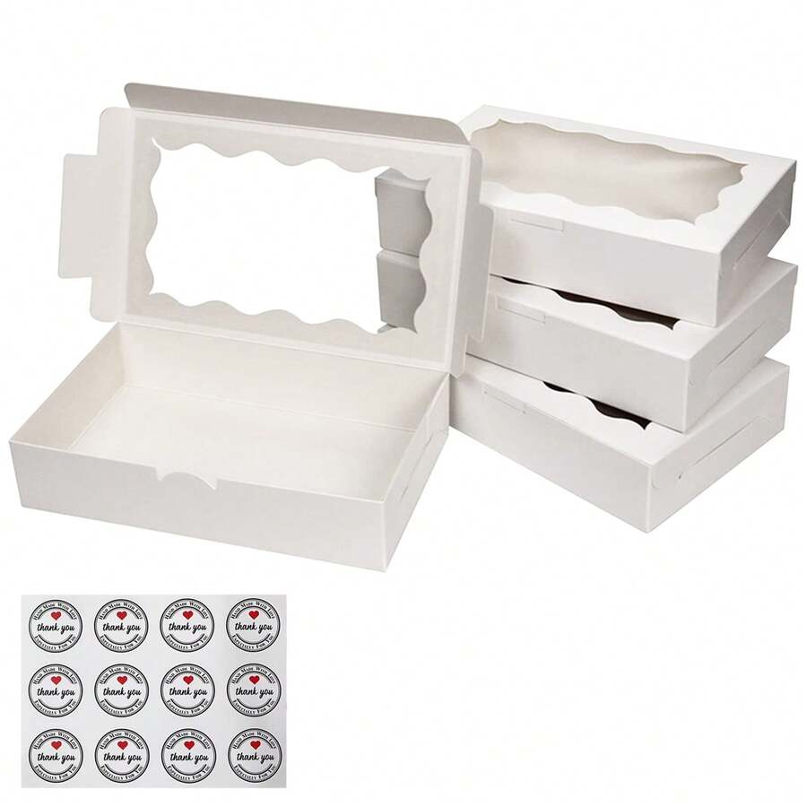 Hộp bánh có cửa sổ, hộp giấy đựng bánh quy, bánh ngọt, dâu tây, bánh macaron (kích thước 7x4,9x1,5 inch) - Xem 1