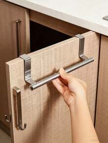 1个黑色单杆毛巾架，柜门安装式，免打孔毛巾杆 - 彩色 - 查看 1