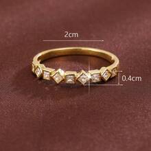 1pc Geometric Square Shaped Ring With Cubic Zirconia Stones For Women - Multicolor - View 6
