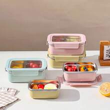 Kotak Bento Stainless Steel 304 untuk Dewasa, Wadah Makan Siang Aman untuk Microwave dengan Tutup, Kotak Makan Siang Logam Anti Bocor untuk Sekolah, Wadah Penyimpanan Makanan Terbagi untuk Persiapan Makanan, Wadah Camilan untuk Perjalanan dan Makan Siang - MultiWarna - View 5