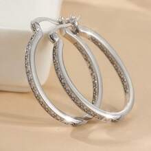 一对时尚简约闪亮大号耳环，优雅百搭，适合日常佩戴和参加派对，是理想的生日礼物。 - 銀色 - 查看 4