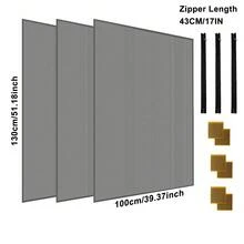 BKSAI Adjustable Zipper + Mesh Flexible Installation DIY Simple Sheer Curtain, Includes 2 Self-Adhesive Curtain Rods, Repair Patch - 1m * 1.3m - View 9
