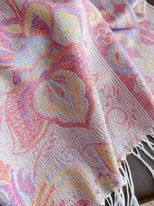 1pc Women's Vivid Paisley & Paisley Pattern Jacquard Scarf/Shawl, Versatile For Daily Wear, Suitable For Outfits Winter Fall,Beach,Holiday - Pink - View 5