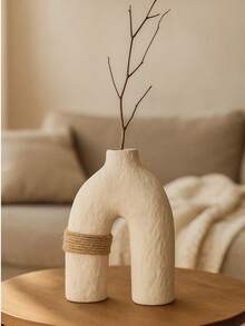 1pc/3pcs Set Textured Vase Set, Minimalist Arched Decor Design, Cream White Decorative Vase, Suitable For Home Decor, Living Room, Bedroom, Coffee Table Accents - Multiple Styles - View 12
