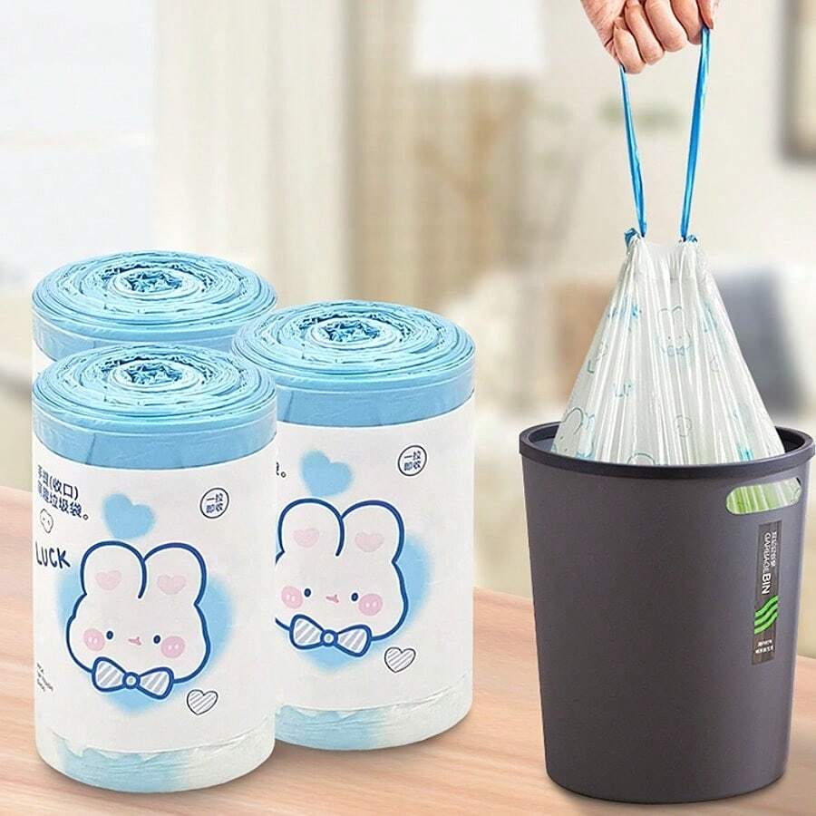 1 cuộn kèm 15 dây buộc hình hoạt hình có mùi thơm - Túi rác nhựa dùng một lần dày dặn và chống rò rỉ, dễ mang theo, thích hợp cho nhà bếp, phòng tắm, phòng ngủ, phòng khách và nhà vệ sinh. - Một kích thước phù hợp với tất cả - Xem 1