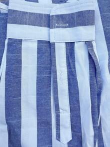 Camisa casual de manga larga con patrón de rayas para playa y vacaciones - Azul - Ver 5