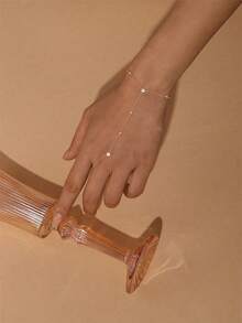 EleRunis 1 chiếc vòng tay/dây chuyền hình cỏ bốn lá nhỏ nhắn bằng bạc Sterling 925 dành cho nữ, đính đá Cubic Zirconia, trang sức cơ thể đeo hàng ngày, thích hợp cho đám cưới, tiệc tùng, lễ đính hôn, kỷ niệm, ngày Valentine. - Vàng - Xem 2