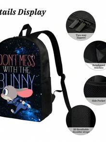 Zootopia Judy Hopps  Space Themed Backpack And Insulated Lunch Box Set - Perfect For Science Enthusiasts Weekend Trips And Camp - Black - View 5