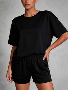 Runway Rest The 2025 New Style Of Casual, Comfortable And Loose Women's Home Wear Set - Black - View 1