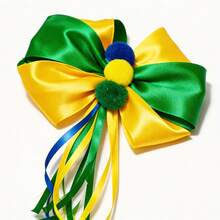 Hair Bow In The Colors Of The Brazilian Flag For Women. - 混合色 - 查看 5