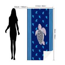 1件海洋生物海龟系列超细纤维沙滩巾/毯，印花，轻便，适合游泳、露营、运动、海滩或健身房使用，多种尺寸可选 - 藏青海龜 - 查看 13
