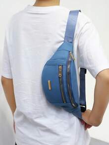 New Waist Bag, Large Capacity, Waterproof & Durable Nylon Chest Bag - Blue - View 7