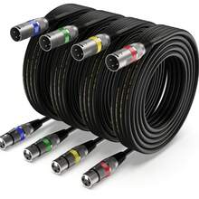 4pcs 4.6m 8-Shaped Balanced PVC XLR Male To Female Cable, Multi-Color (Red, Yellow, Green, Blue), Round Coded, Plug & Play, Audio Transmission, Suitable For Mixer/PA System/Recording Studio - Black - View 1
