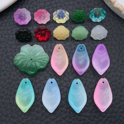 1 gói hạt thủy tinh hình hoa tulip trái tim nhiều màu sắc, hạt pha lê rời dùng để làm đồ trang sức DIY, vòng tay và bông tai.