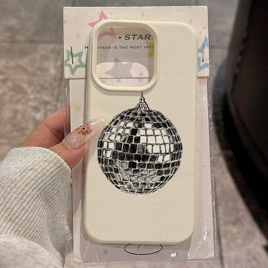 1pcPhone Case: Lychee Texture Cool Disco Ball Pattern Phone Case, Suitable For IPhone 17/16/15/14/13/12/11/XS/XR/X/7/8 Plus/Pro/Max/Mini - Creative, Fashionable, And Minimalist Design, Full-Coverage Drop-Proof Protective Case, Suitable For Meniphone 17 Plus Case Clear Phone Case Iphone 15 Case Iphone 16 Case Iphone 16 Plus Case - 1pc - 查看 1