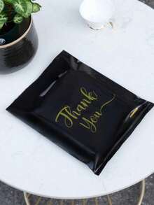 100pcs Reusable Black Gift Bags, Shopping Totes, Flat Paper Bags, Plastic Carrier Bags, Ideal For Favor Gifts, Holiday Parties, Shops & Boutiques - Popular Gift Bags For Retail & Grocery Businesses - 查看 3
