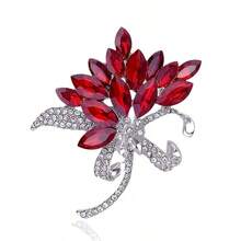 Crystal Flower Brooch, Fashionable 2-In-1 Scarf Clip & Sweater Chain Necklace, Luxury Accessory - Flower Type - View 5