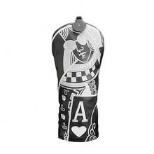 Multicolor White Playing Card Embroidered Golf Club Head Cover, Made Of Durable Synthetic Material To Protect Clubs, Fashionable Golf Accessory - Light Grey - View 10