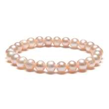 1 Stück 7-8mm natürliche Süßwasserperlen Elastikarmband, zierliches elegantes Armband für den Alltag, Hochzeit, Geschenk für Freundin/Mutter/beste Freundin - Süßwasserperlen - Übersicht 16
