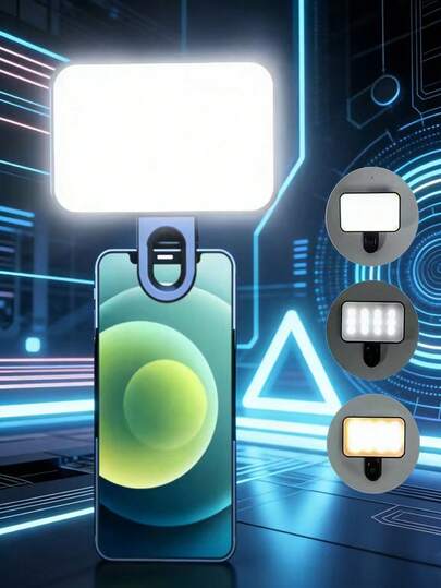 Baijun XU Mini Clip-Type Lighting Device For Mobile Phones, Portable Lighting Device, Compatible With Mobile Phones, Laptops And Tablets, Suitable For Various Scenarios, Used For Self-Takes, Live Streaming, Video Conferences, Makeup Lighting And Short Video Shooting