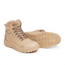 Men's Tactical Military Boot In Genuine Leather, Mid-Calf Reinforced Sole For Hiking, Adventure And Paintball, With Non-Slip Sole. - 芥末黃 - 查看 4