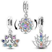 1Pc Plated White K Yoga Shaped Charm For 3mm Bracelet Necklace Great Addition Diy Bead Pendant Super Value Ideal For Includes Lotus Yoga Figure Flower Dangle Rainbow Color For European Bracelets For Spiritual Wellness Enthusiasts Energy Healing Daily - Silver - View 11