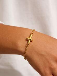Pulsera de cadena de mano delicada chapada en oro, cadenas de eslabones hechas a mano que conectan brazaletes de arnés, joyería de mano para mujer, regalo, joyería de playa de verano - B2339 - Ver 17