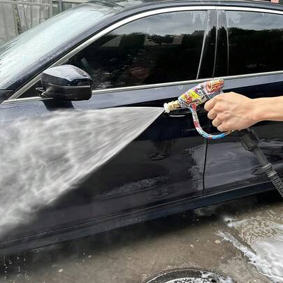 Súng phun rửa xe áp lực cao tay cầm ngắn kiểu Graffiti, đầu phun tạo bọt với khớp nối nhanh 1/4", bao gồm 5 vòi phun áp lực cao, đầu vào nước M22-14mm, thích hợp để rửa xe và vệ sinh đường phố.