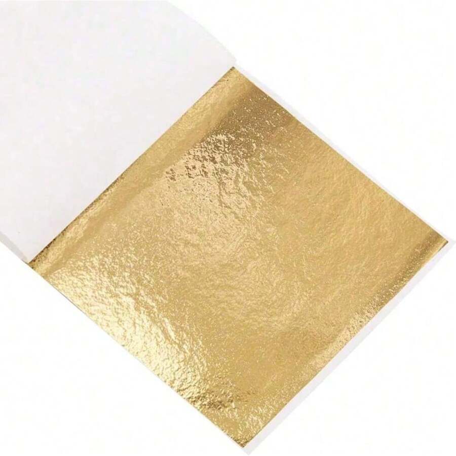 100 miếng/túi lá vàng 24K ăn được, lá vàng mỏng dùng trang trí bánh DIY, nghệ thuật thủ công, mạ vàng, thiết kế giấy, gói quà, làm scrapbook (5.5" X 5.5") - Xem 1