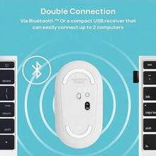 Logitech Mouse nirkabel, ultra tipis dan portabel, koneksi dual-mode Bluetooth/USB, cocok untuk laptop kantor, skema warna macaron bernuansa dopamin, klik senyap. - View 3